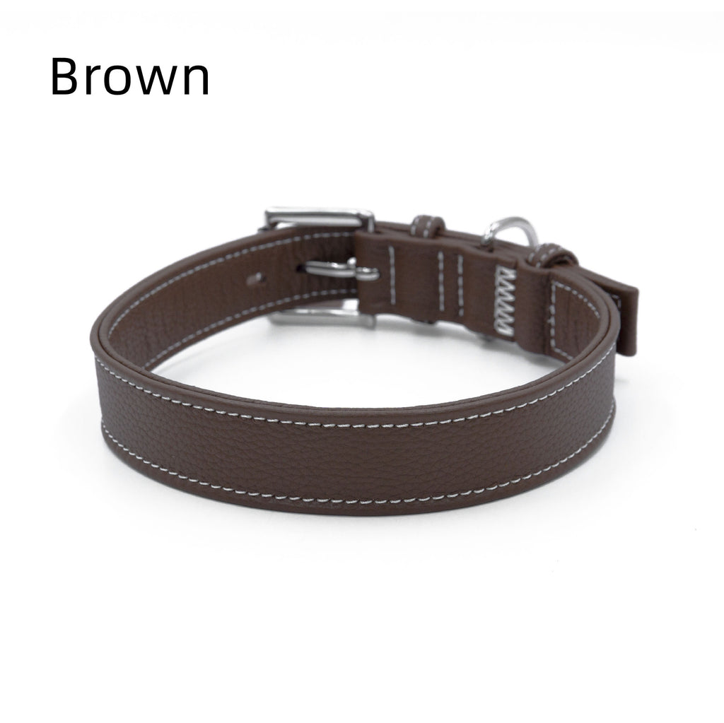 Genuine Leather Dog Collar Adjustable Pet Collar for Small Medium Large Dogs heavy duty No-pull dog collar For daily dog walking