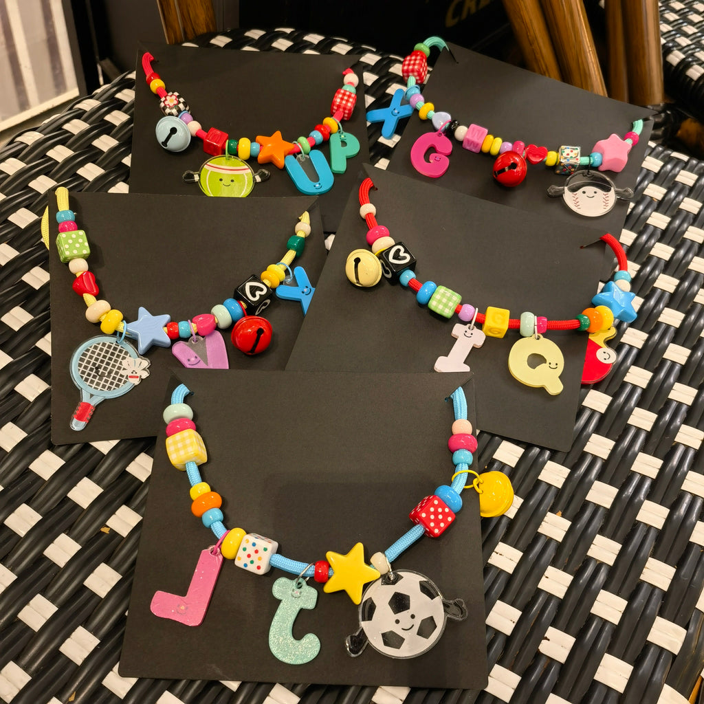 Custom Name Beaded Pet Collar Necklace ersonalized Letter Acrylic Charm Sports Pendant Dog Cat Bead Collar Handmade Colorful Pet Jewelry