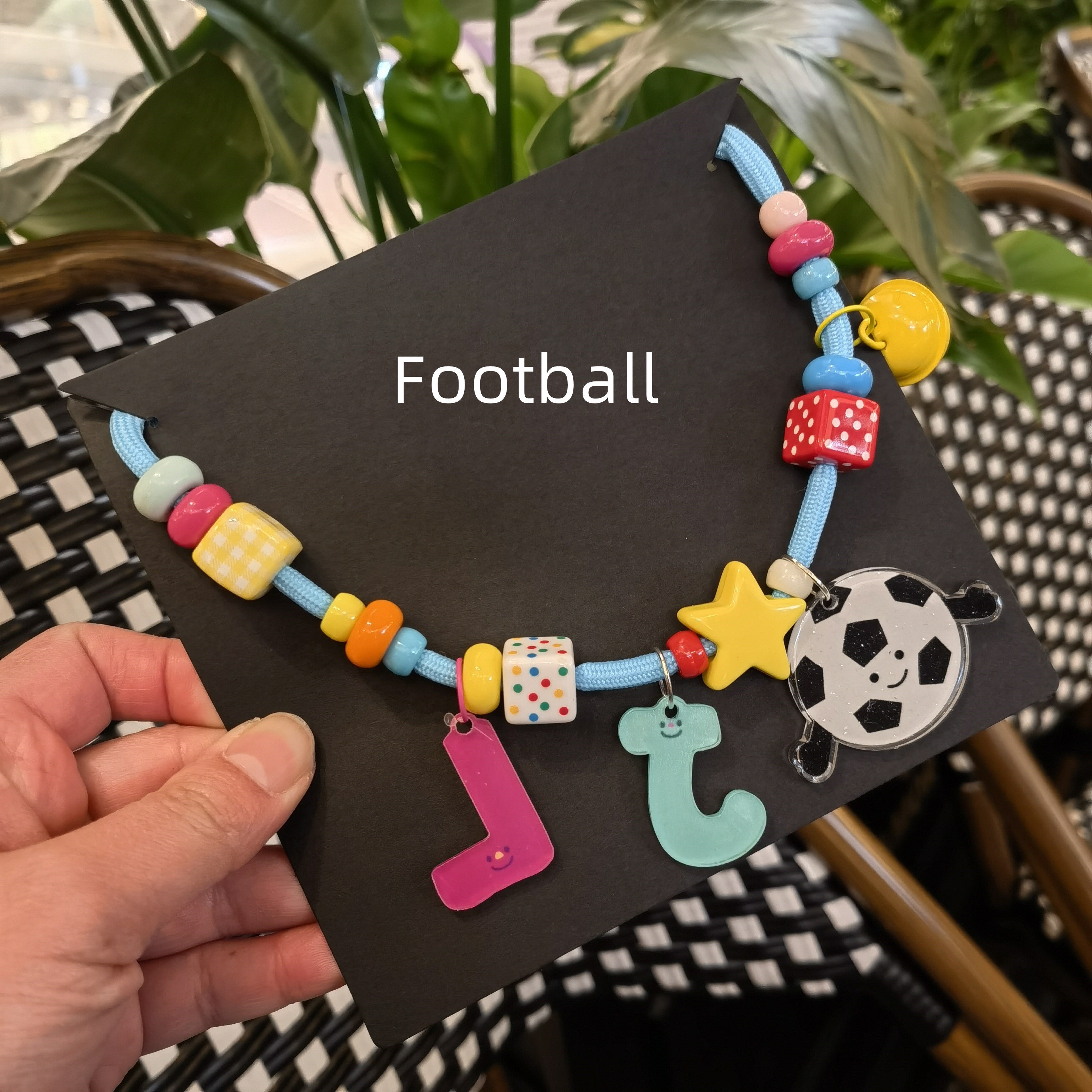Custom Name Beaded Pet Collar Necklace ersonalized Letter Acrylic Charm Sports Pendant Dog Cat Bead Collar Handmade Colorful Pet Jewelry