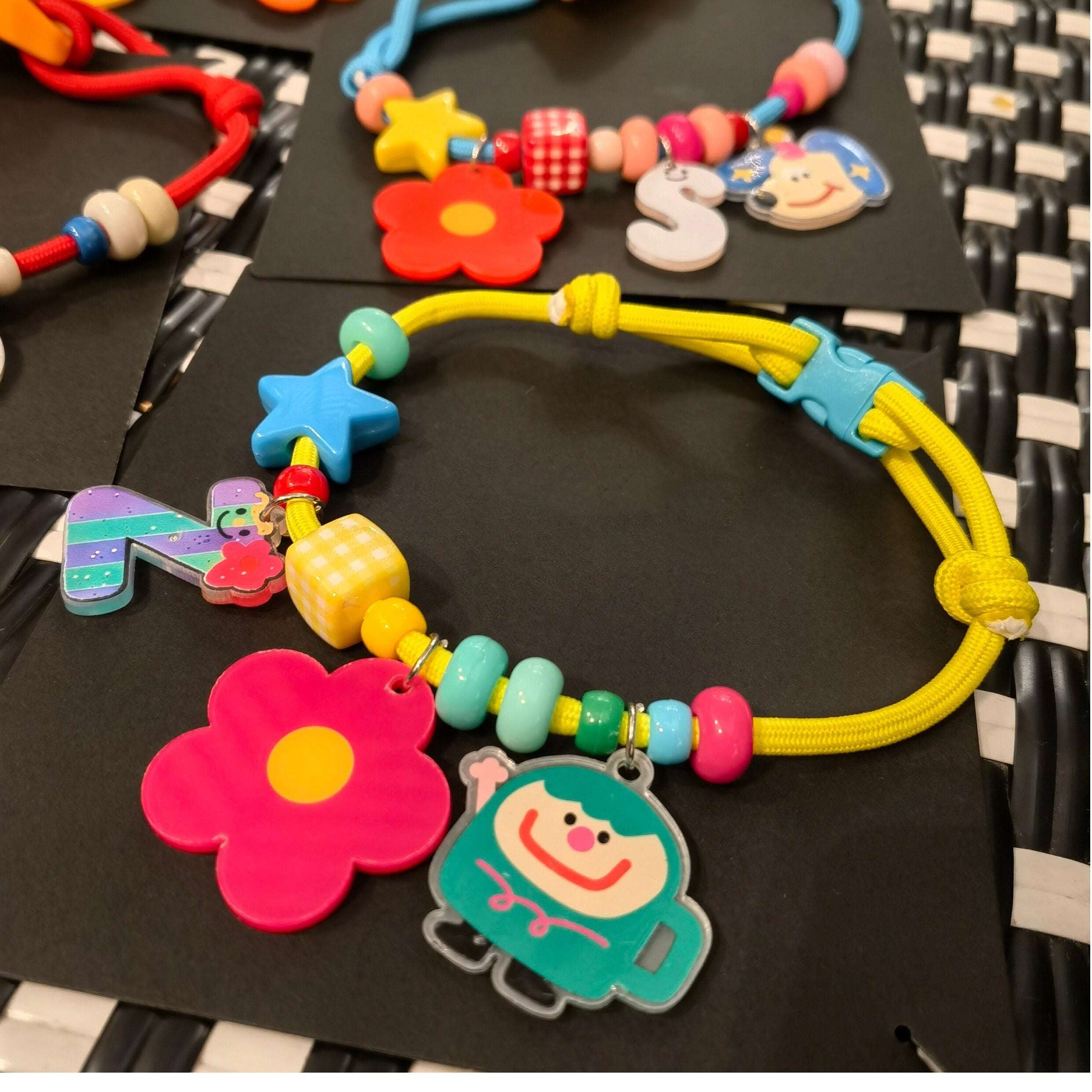 Custom Beaded name Pet Collar Personalized Letter Flower Cartoon Charm Adjustable Handmade Bead Necklace for Small Dogs Cats
