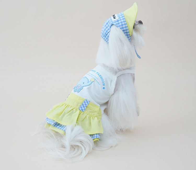 Dog cotton Princess Skirt Clothes Breathable Sleeveless Puppy Suspender dress Layered Ruffle Tutu Dress for Chihuahua Maltese