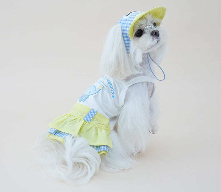 Dog cotton Princess Skirt Clothes Breathable Sleeveless Puppy Suspender dress Layered Ruffle Tutu Dress for Chihuahua Maltese