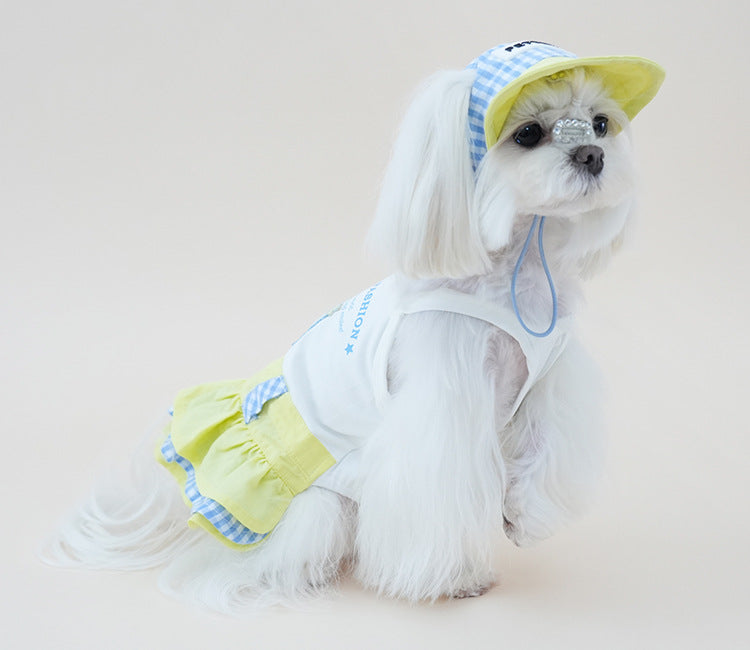 Dog cotton Princess Skirt Clothes Breathable Sleeveless Puppy Suspender dress Layered Ruffle Tutu Dress for Chihuahua Maltese
