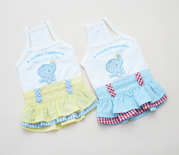 Dog cotton Princess Skirt Clothes Breathable Sleeveless Puppy Suspender dress Layered Ruffle Tutu Dress for Chihuahua Maltese