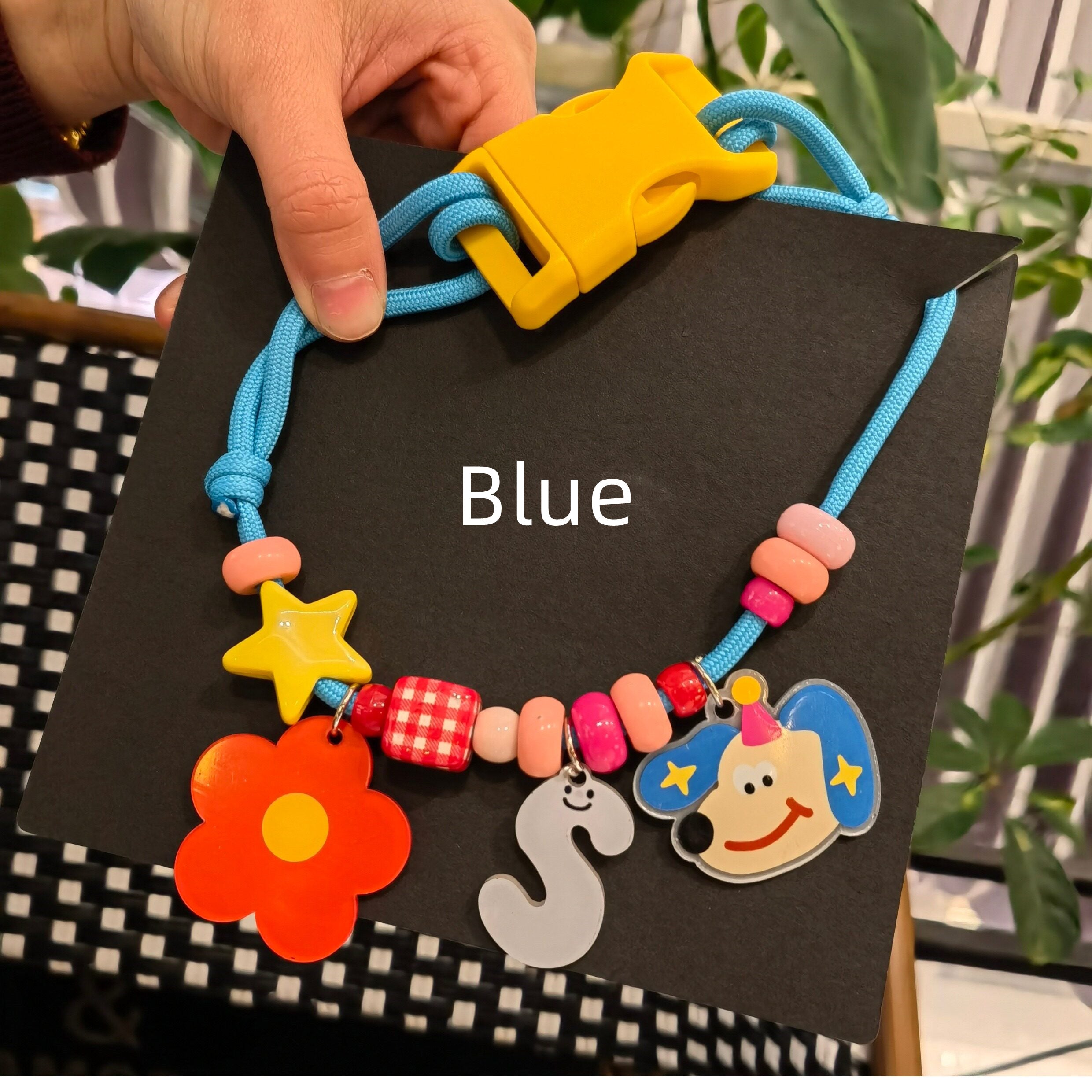 Custom Beaded name Pet Collar Personalized Letter Flower Cartoon Charm Adjustable Handmade Bead Necklace for Small Dogs Cats