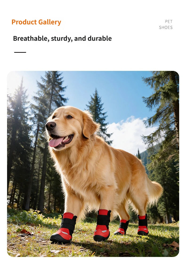Breathable Non-Slip Dog Boots Dog Shoes with Adjustable Straps & Reflective Strip Outdoor Walking Hiking Paw Protectors