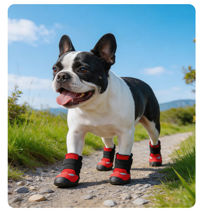 Breathable Non-Slip Dog Boots Dog Shoes with Adjustable Straps & Reflective Strip Outdoor Walking Hiking Paw Protectors