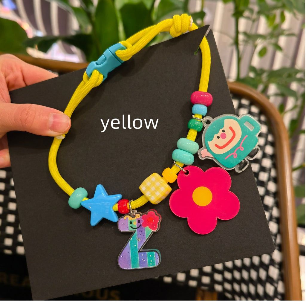 Custom Beaded name Pet Collar Personalized Letter Flower Cartoon Charm Adjustable Handmade Bead Necklace for Small Dogs Cats