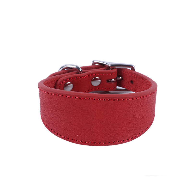 Heavy Duty Thick Leather dog walking leash Wide Genuine Leather Dog Collar Anti-Pull Dog Collar and leash for Greyhound Whippet
