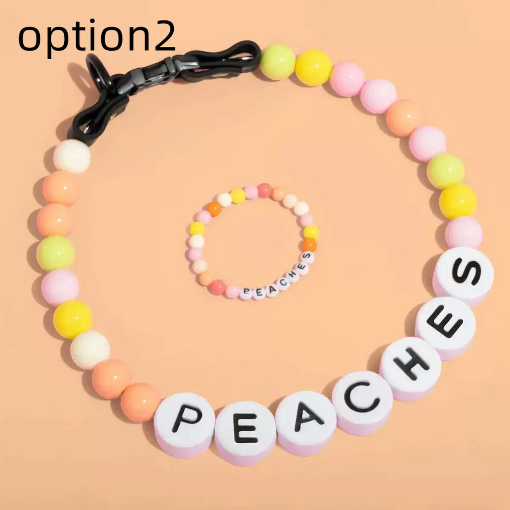 pet Beaded Name collar with friendship bracelet set Custom dog Collar with Beads DIY Name Dog Necklace dog Pearl Beaded Collar