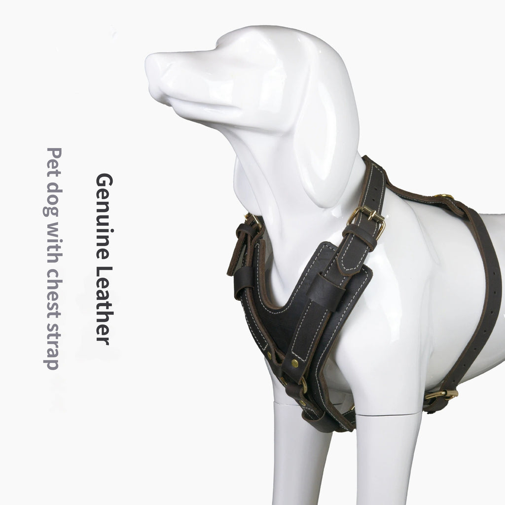 Luxury Genuine Leather Dog Harness Handcrafted Soft Full Grain Leather Pet Vest Harness Adjustable no-pull dog walking harness