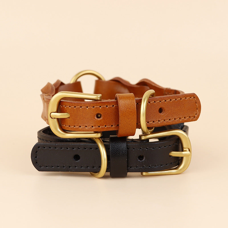 Vintage handmade Braided Genuine Leather Dog Collar Heavy Duty Anti-Pull Walking Pet Collar Premium Real Leather Collar