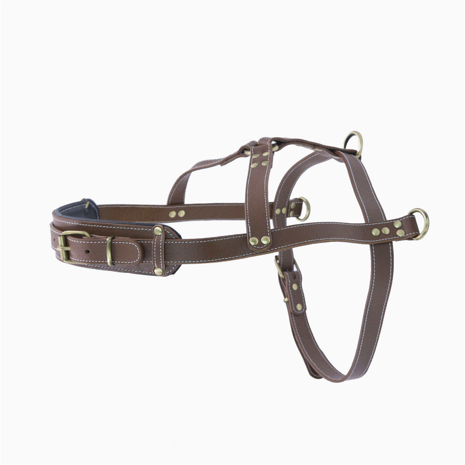 genuine leather harness for for Sled Dogs Adjustable Heavy Duty Pet Vest Harness Full-Grain Cowhide vest harness with 3 D-Rings