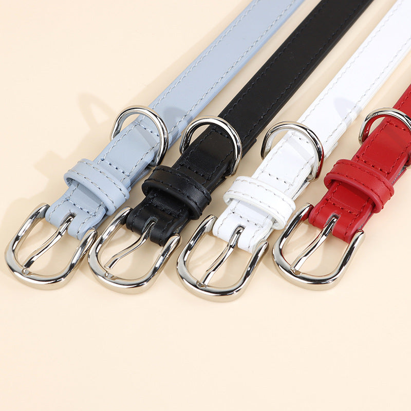Genuine Cowhide Leather Dog Collar Adjustable Walking Collar for small to Medium Dogs no-pull heavy duty pet collar