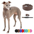 Wide Cowhide Leather Dog Collar Adjustable Heavy Duty Anti-Pull Shock Resistant Collar Soft Wide Neck Collar for Greyhound Whippet Long Neck Breeds