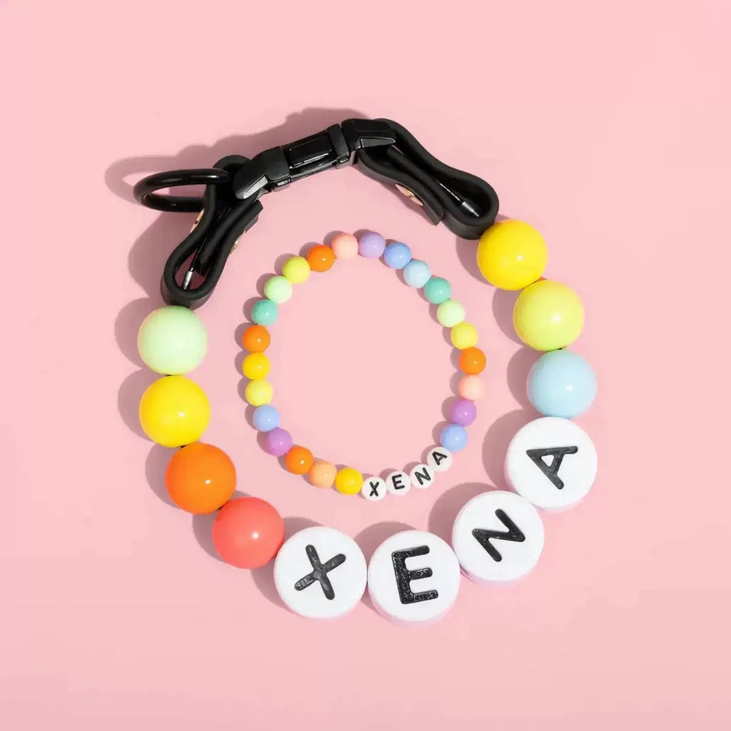 pet beaded name collar with friendship bracelet