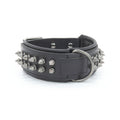 Genuine Leather Spiked Dog Collar Anti-Bite Heavy Duty Wide Dog Collar with Metal Spikes Adjustable Sturdy Leather Collar