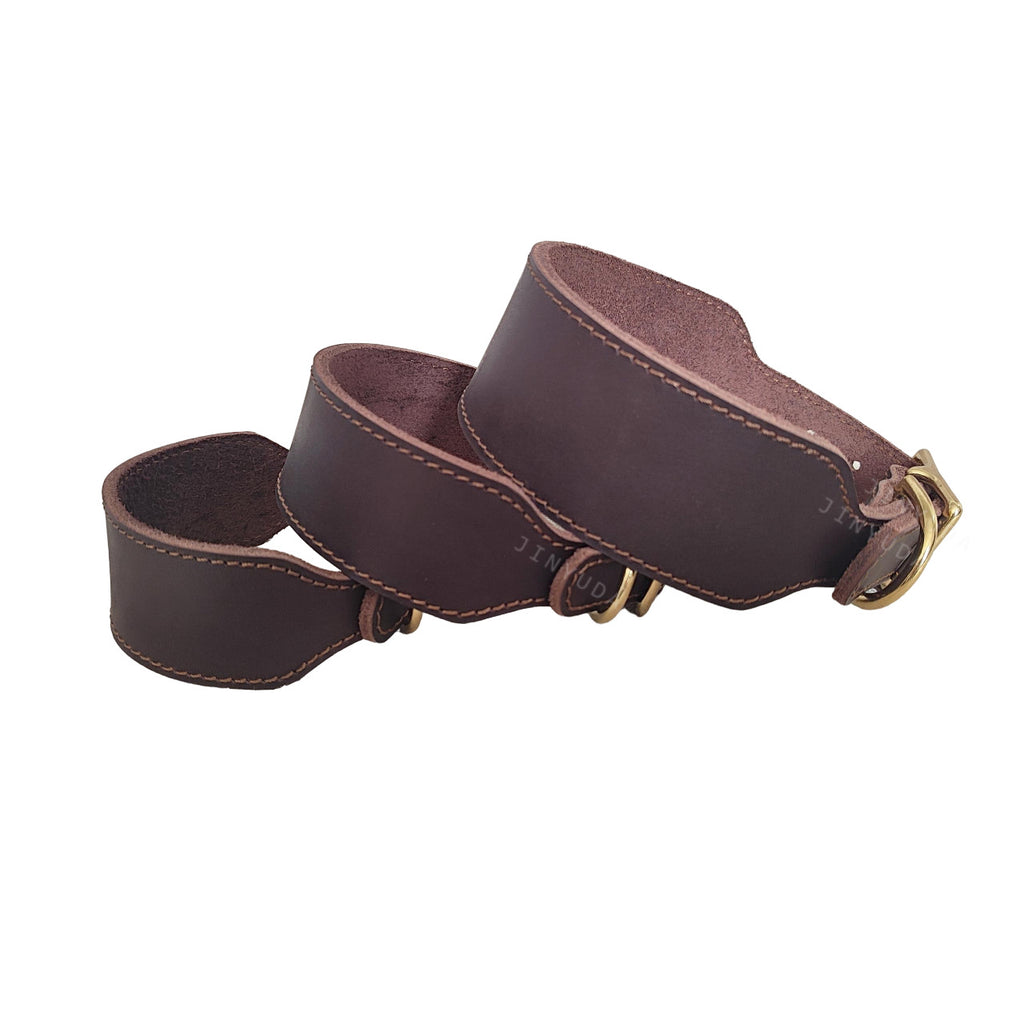 Genuine Top Layer Cowhide Wide Dog Collar, Adjustable Soft Leather Martingale Collar for Medium Large Long Neck Dogs Heavy Duty Anti-Pull Durable Pet Collar