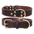Genuine Leather Dog Collar with Solid Brass Buckle Classic Heavy Duty Anti Pull dog Walking Collar adjustable Pet Collar for Daily Dog Walking Training