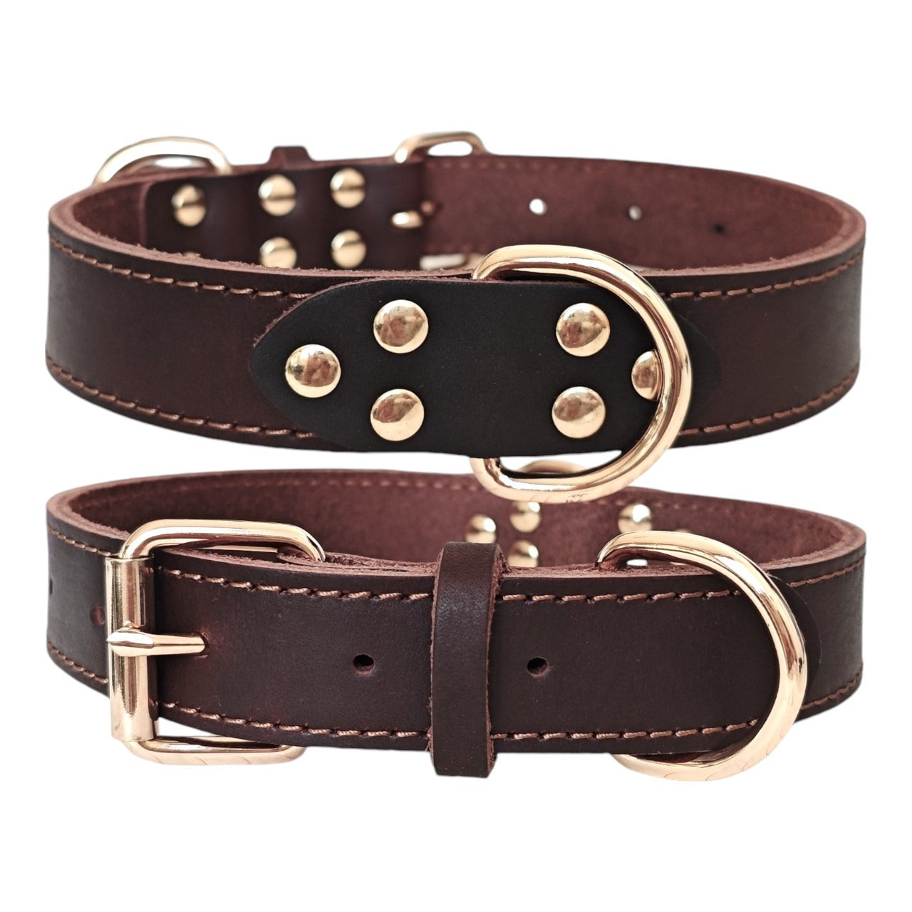 Genuine Leather Dog Collar with Solid Brass Buckle Classic Heavy Duty Anti Pull dog Walking Collar adjustable Pet Collar for Daily Dog Walking Training