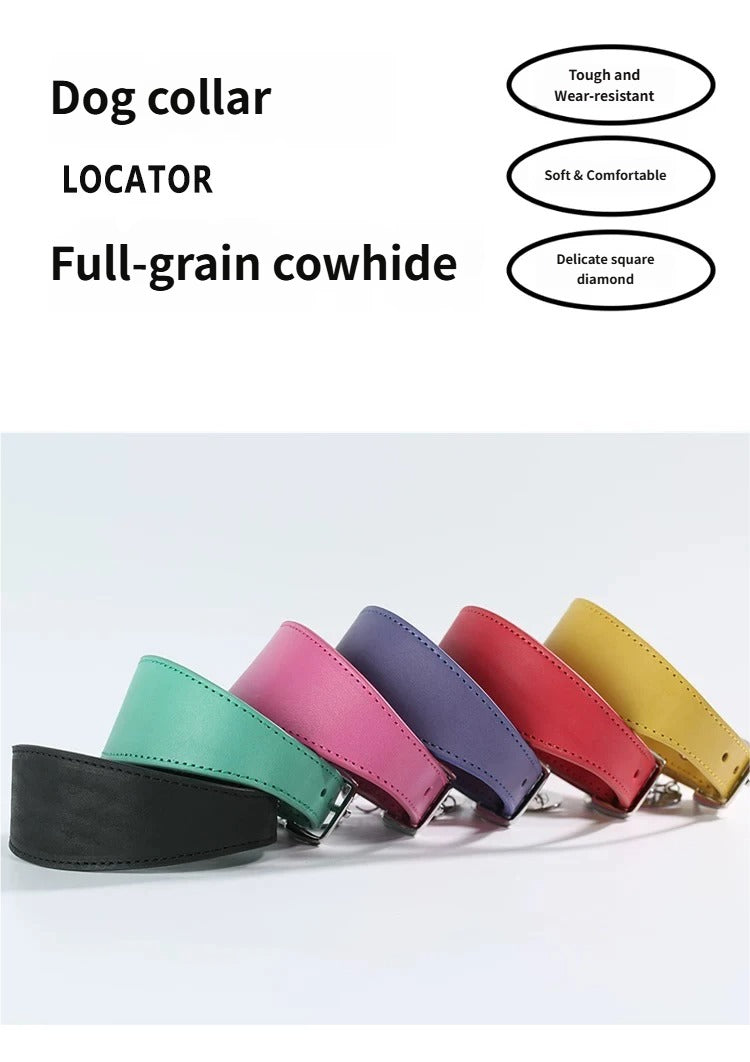 genuine leather Tapered dog collar Extra Wide Pet dog collar for long neck Greyhound Saluki Deerhound Lurcher Whippet Dachshund