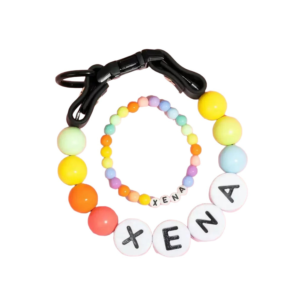 pet Beaded Name collar with friendship bracelet set Custom dog Collar with Beads DIY Name Dog Necklace dog Pearl Beaded Collar