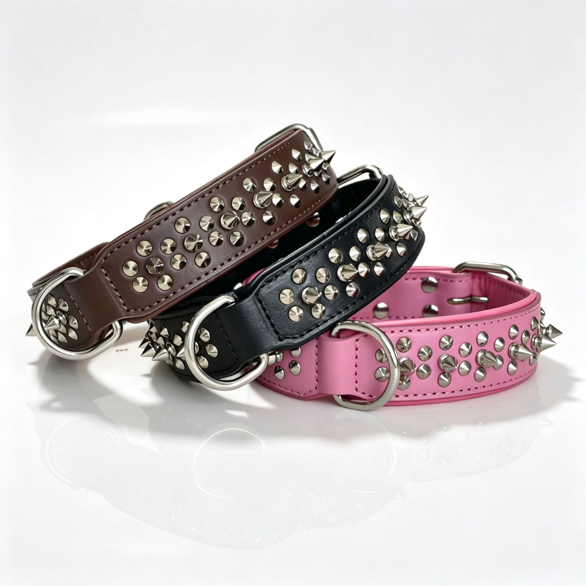 Genuine Leather Spiked Dog Collar Anti Bite Wide Studded Pet Collar for pitbull Bulldog full Grain leather wide dog collar