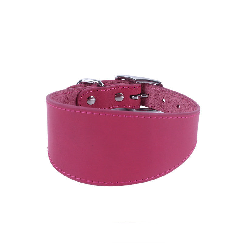 Heavy Duty Thick Leather dog walking leash Wide Genuine Leather Dog Collar Anti-Pull Dog Collar and leash for Greyhound Whippet
