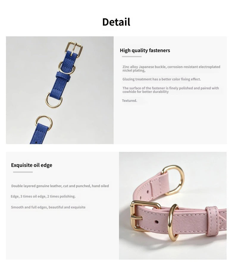 DIY Genuine Leather Dog Collar Adjustable Heavy‑Duty Anti‑Pull Pet Collar top‑grain Leather Dog Collar for DIY Customization