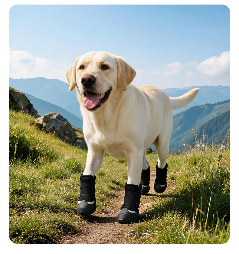 Breathable Non-Slip Dog Boots Dog Shoes with Adjustable Straps & Reflective Strip Outdoor Walking Hiking Paw Protectors