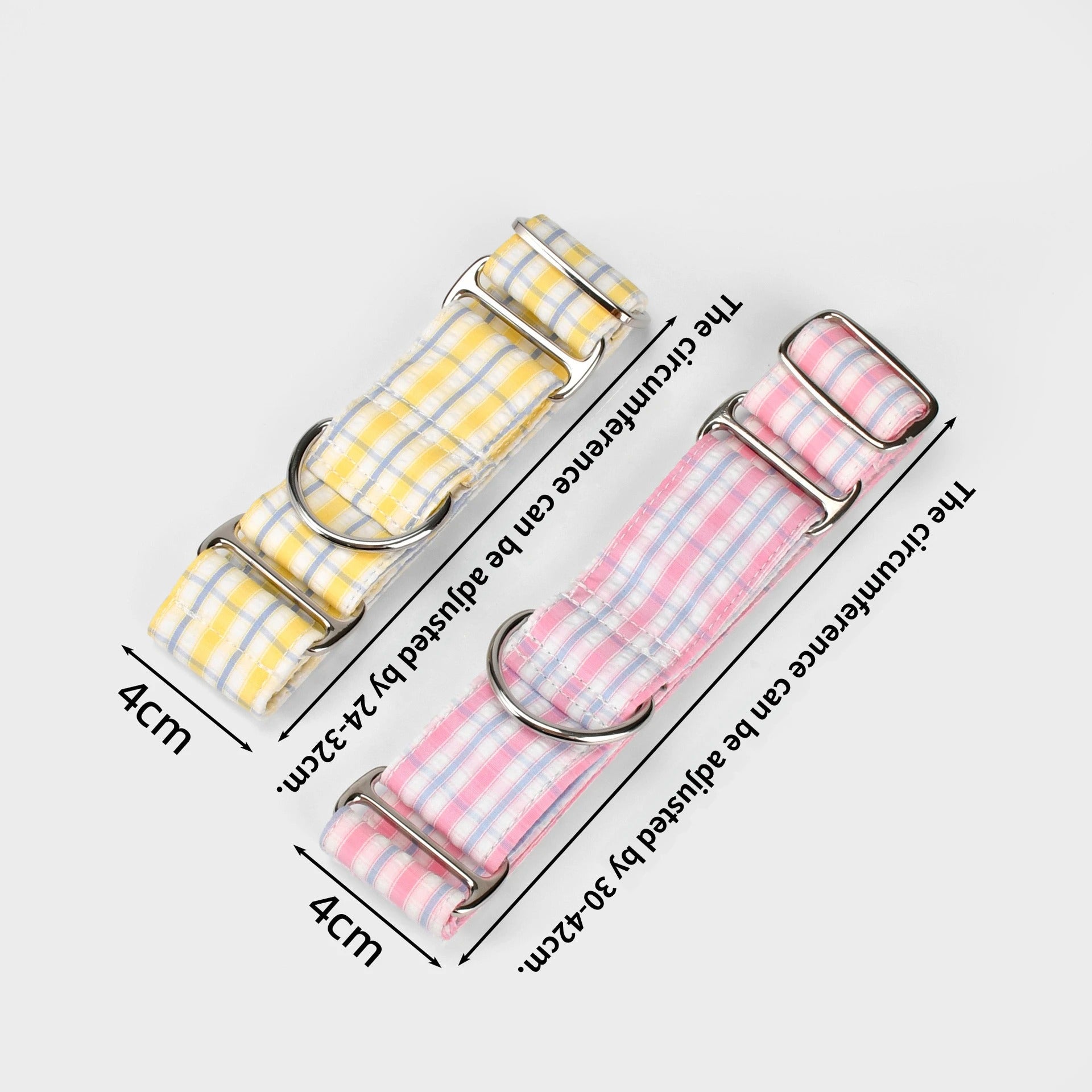 4cm wide Gingham Plaid Martingale Dog Collar No Pull Anti-Escape Training Collar for Whippet Italian Greyhound Sighthounds