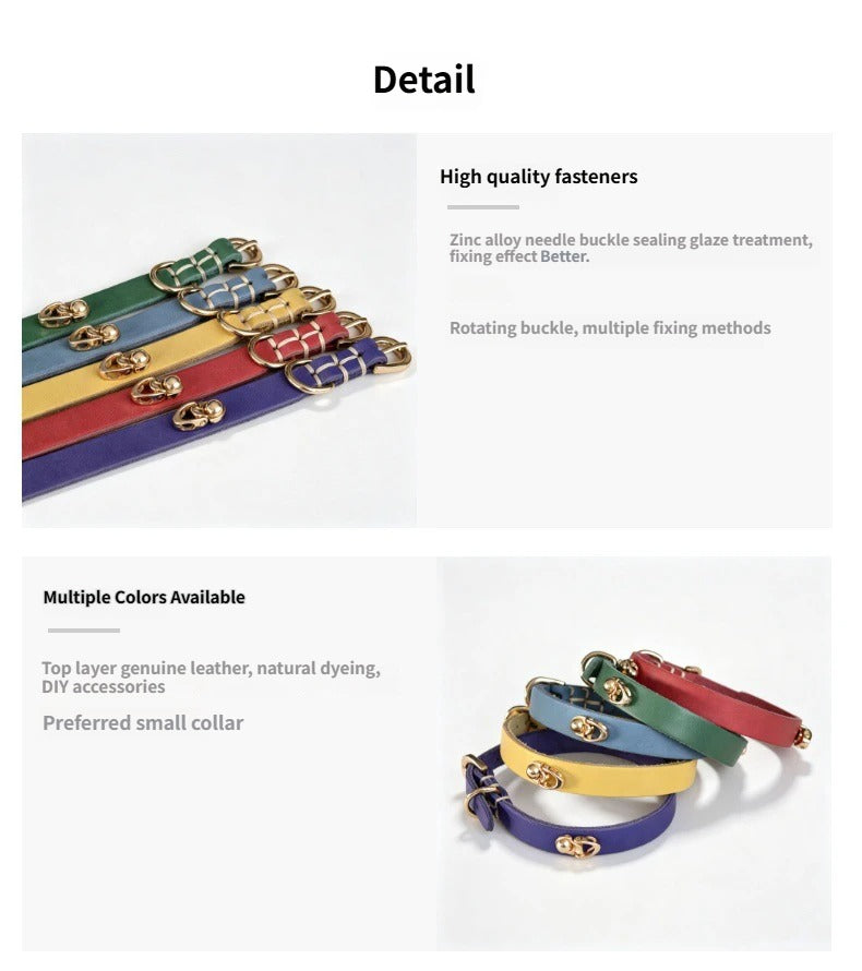 Genuine Full Grain Leather Dog cat Collar Adjustable DIY Pet Collar with clasp adjustable heavy duty no-pull dog walking collar