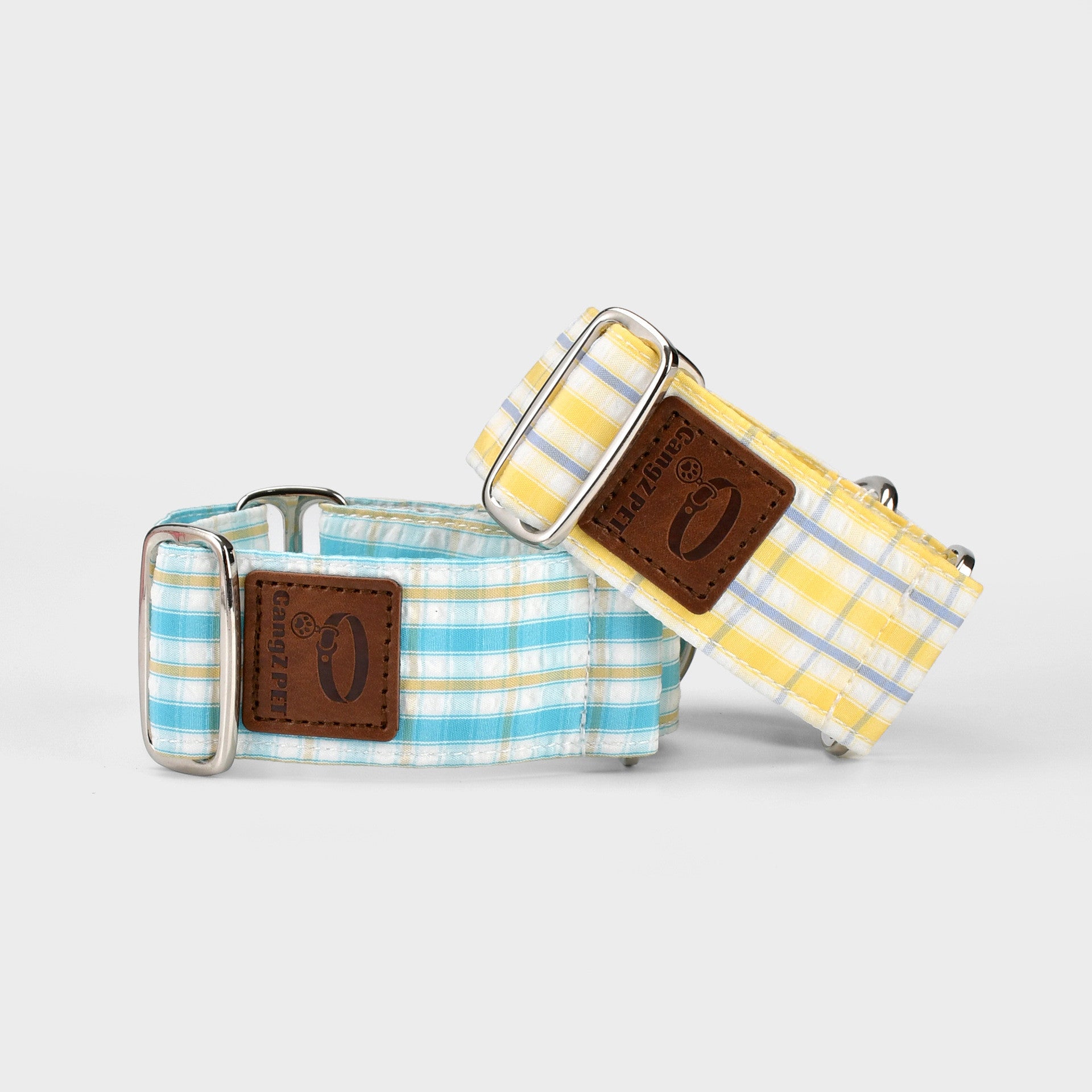 4cm wide Gingham Plaid Martingale Dog Collar No Pull Anti-Escape Training Collar for Whippet Italian Greyhound Sighthounds