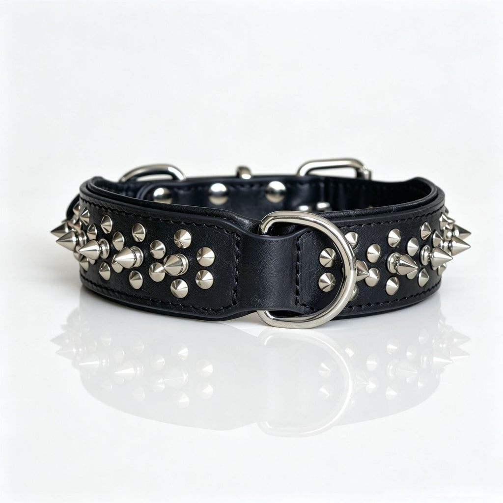 Genuine Leather Spiked Dog Collar Anti Bite Wide Studded Pet Collar for pitbull Bulldog full Grain leather wide dog collar