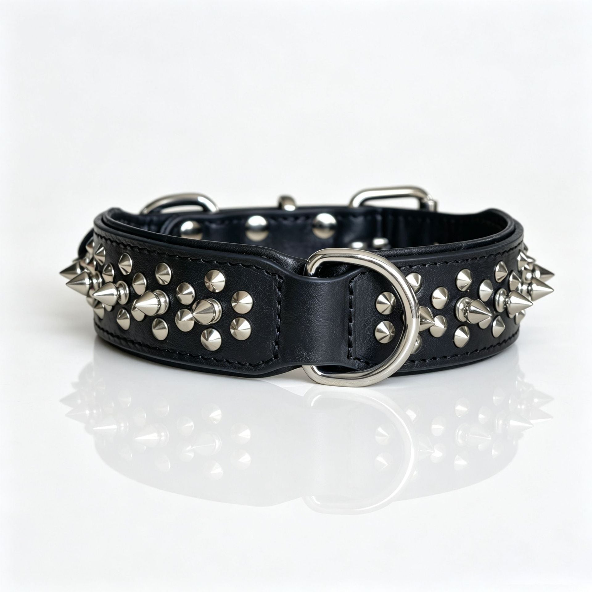 Genuine Leather Spiked Dog Collar Anti Bite Wide Studded Pet Collar for pitbull Bulldog full Grain leather wide dog collar