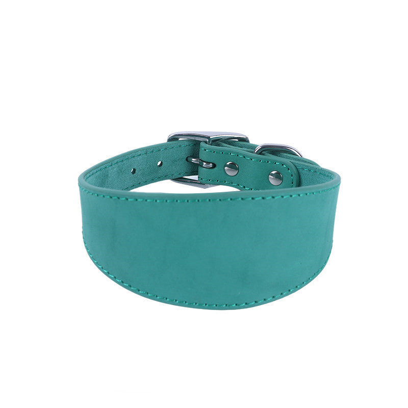 Heavy Duty Thick Leather dog walking leash Wide Genuine Leather Dog Collar Anti-Pull Dog Collar and leash for Greyhound Whippet