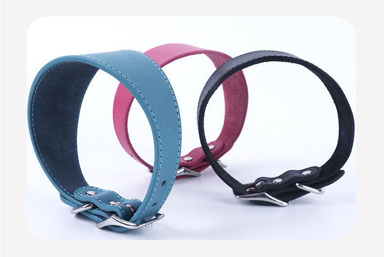 Heavy Duty Thick Leather dog walking leash Wide Genuine Leather Dog Collar Anti-Pull Dog Collar and leash for Greyhound Whippet