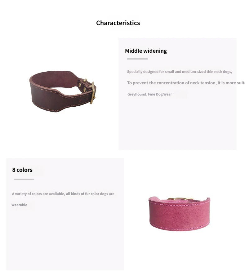 Genuine Full‑Grain leather Dog Collar 5cm wide Thickened pet collar for Medium Large dogs Heavy‑Duty Adjustable dog Collar