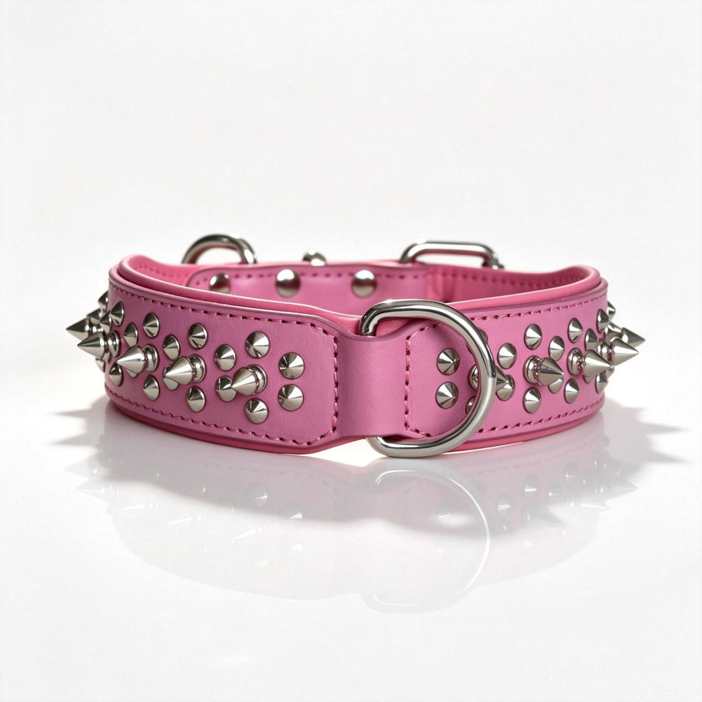 Genuine Leather Spiked Dog Collar Anti Bite Wide Studded Pet Collar for pitbull Bulldog full Grain leather wide dog collar