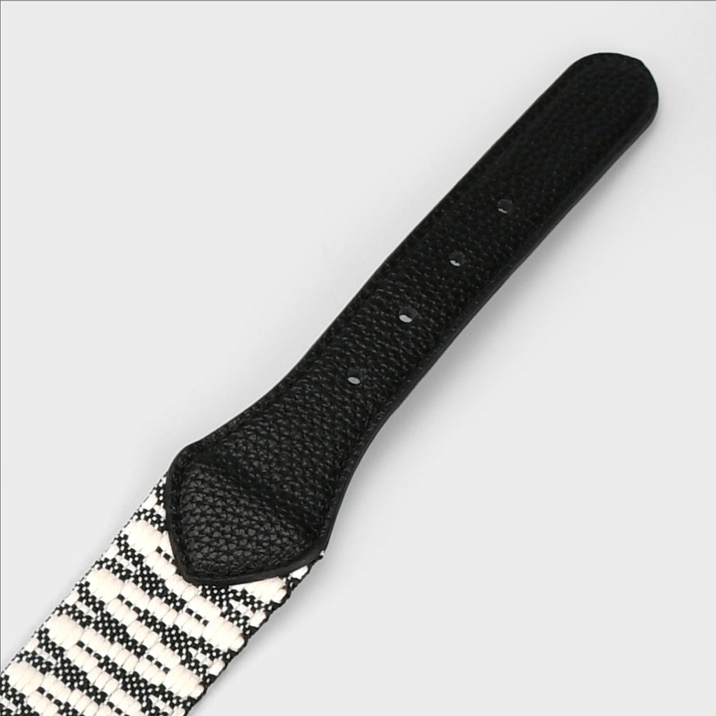 4cm Wide striped Webbing Dog Collar and Leash Set Genuine Leather Trim Adjustable Pet Collar Jacquard Woven Boho Dog Collar