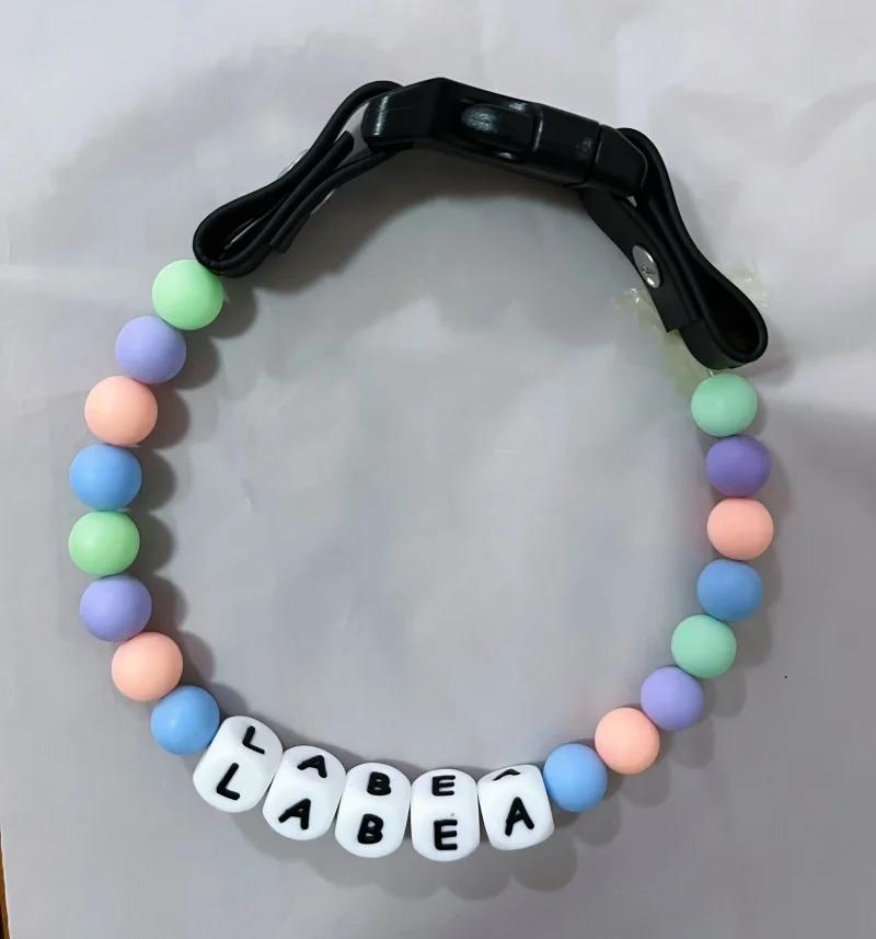 pet Beaded Name collar with friendship bracelet set Custom dog Collar with Beads DIY Name Dog necklace dog Pearl Beaded Collar