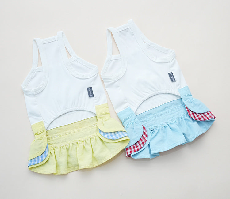 Dog cotton Princess Skirt Clothes Breathable Sleeveless Puppy Suspender dress Layered Ruffle Tutu Dress for Chihuahua Maltese
