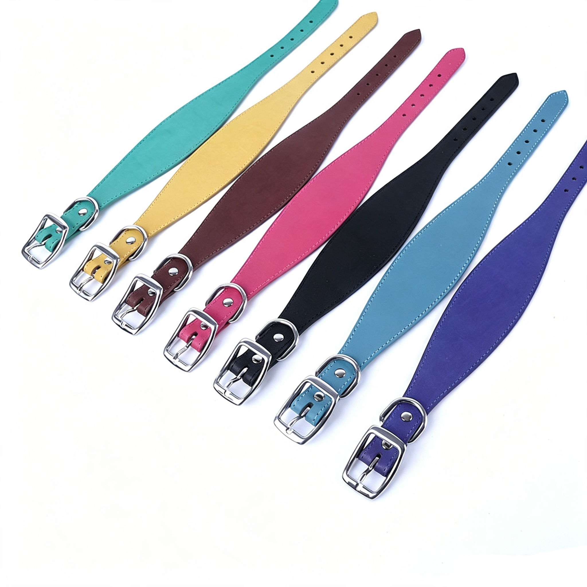 Heavy Duty Thick Leather dog walking leash Wide Genuine Leather Dog Collar Anti-Pull Dog Collar and leash for Greyhound Whippet
