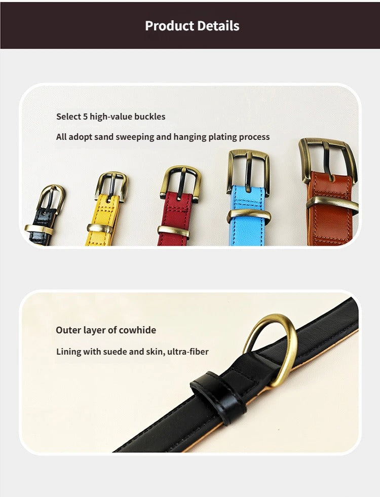 Genuine Full Grain Leather Dog Collar heavy duty Dog Collar for Small Medium Large Dogs adjustable no-pull dog walking collar