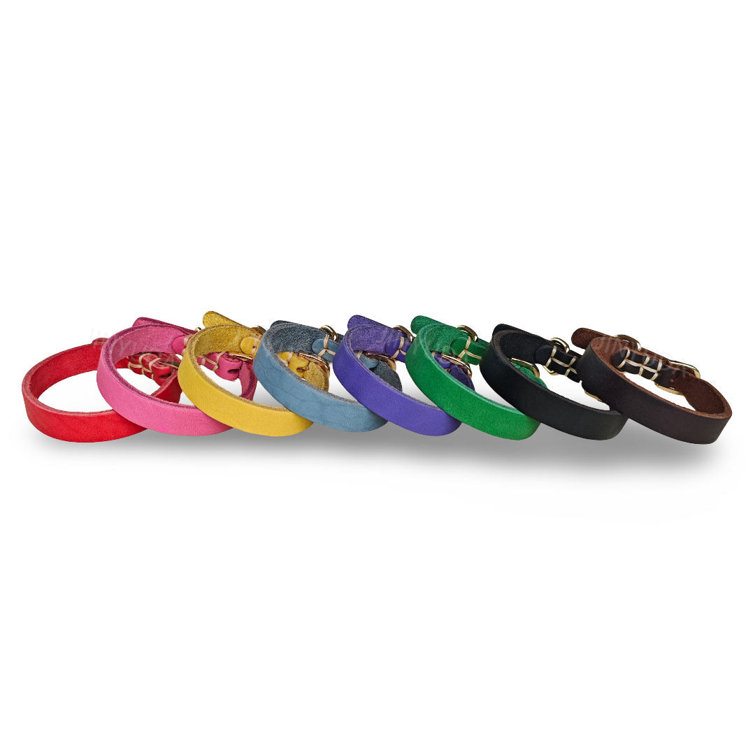 Genuine Top-Grain Cowhide Leather Dog Collar Adjustable Heavy Duty Durable Leather Collar Shock Resistant Anti-Pull for Small Medium Large Dogs Multiple Vibrant Colors Available