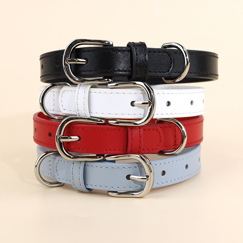 Genuine Cowhide Leather Dog Collar Adjustable Walking Collar for small to Medium Dogs no-pull heavy duty pet collar
