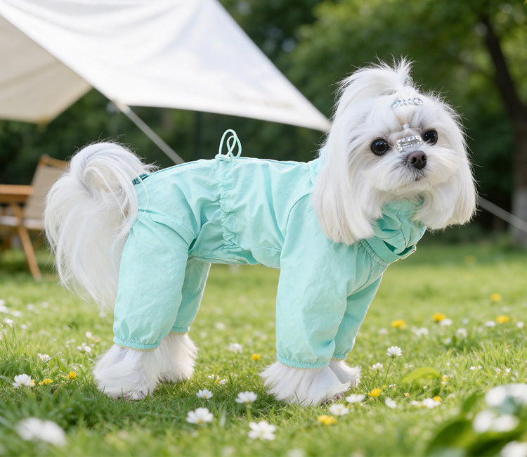 Dog Summer Lightweight Sun Protection Four-Legged Jumpsuit Breathable Thin Outdoor Windproof Dog Coat Full Body Cover Pet Clothes for Small Medium Puppies