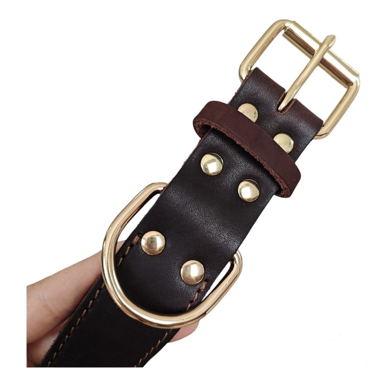 Genuine Leather Dog Collar with Solid Brass Buckle Classic Heavy Duty Anti Pull dog Walking Collar adjustable Pet Collar for Daily Dog Walking Training