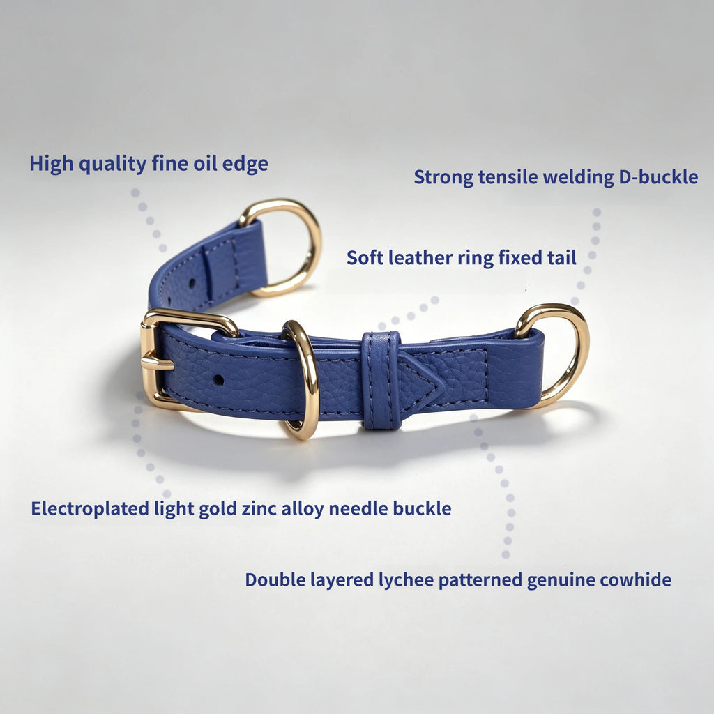 DIY Genuine Leather Dog Collar Adjustable Heavy‑Duty Anti‑Pull Pet Collar top‑grain Leather Dog Collar for DIY Customization