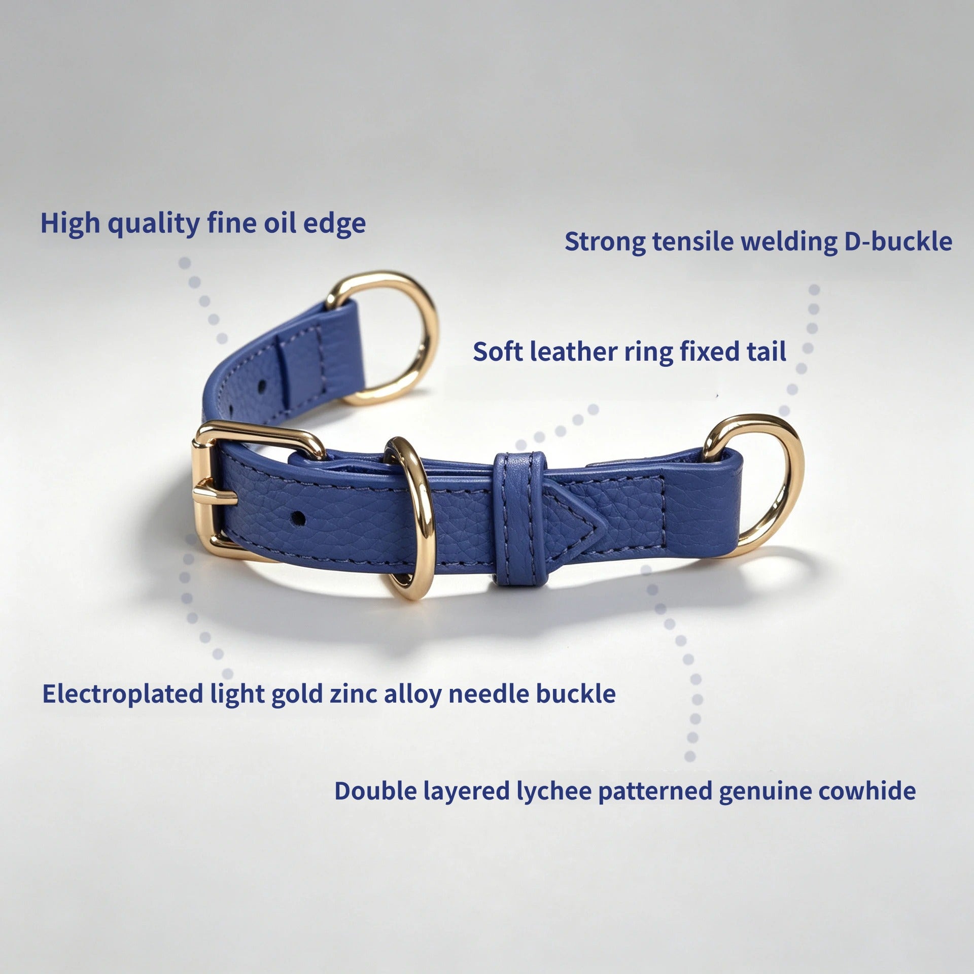 DIY Genuine Leather Dog Collar Adjustable Heavy‑Duty Anti‑Pull Pet Collar top‑grain Leather Dog Collar for DIY Customization